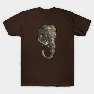 Graphic Novel Style Head And Trunk Of An Asiatic Elephant Vector T-Shirt